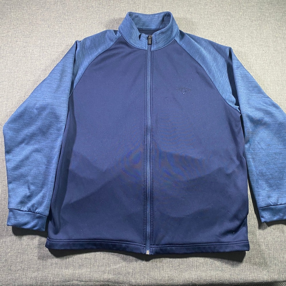 Callaway Mens Golf Track Jacket Navy Blue Full Zip Long Sleeve M Lightweight